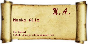 Mesko Aliz névjegykártya